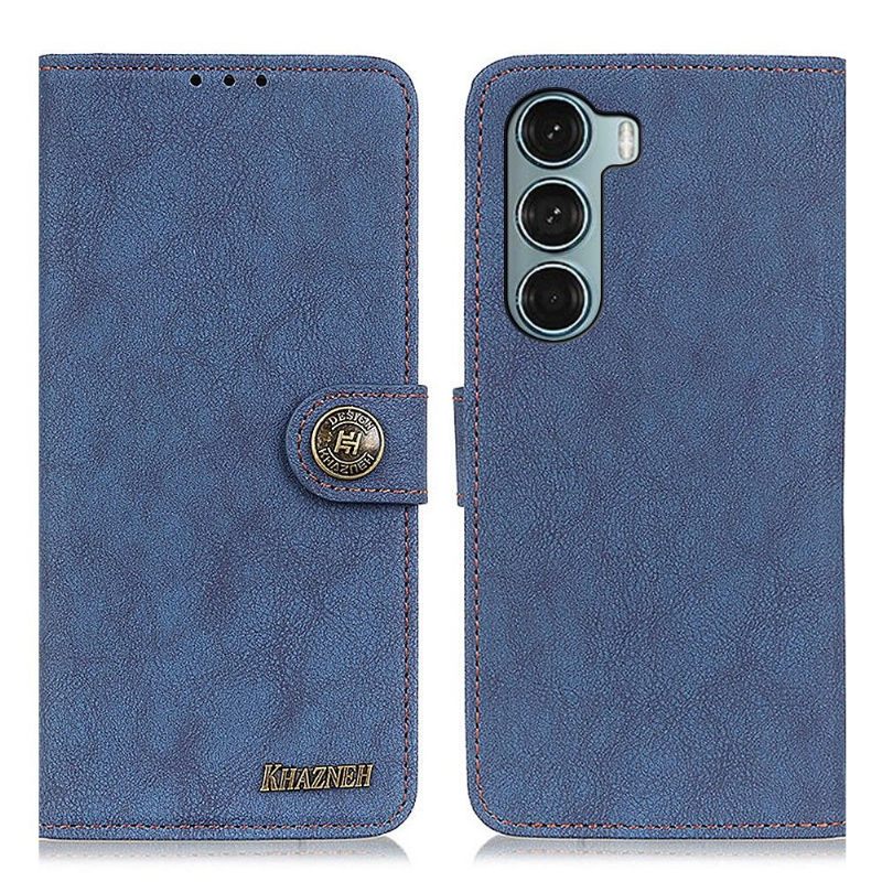 Folio-hoesje voor Motorola Moto G200 5G Khazneh Retro Leder Effect