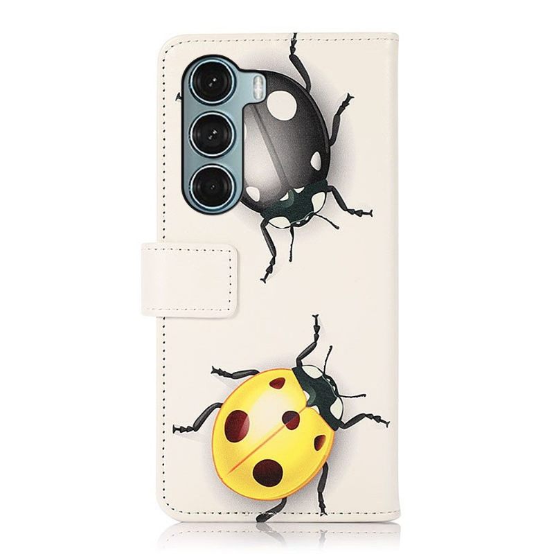 Folio-hoesje voor Motorola Moto G200 5G Lieveheersbeestjes