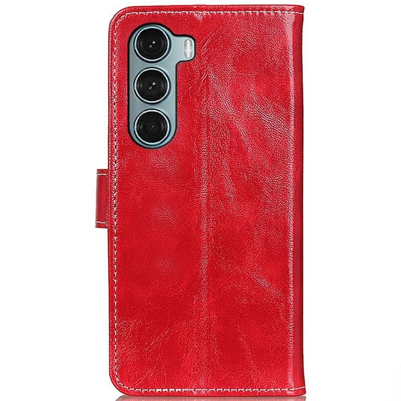 Folio-hoesje voor Motorola Moto G200 5G Luxe Stiksels Met Leereffect
