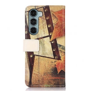Leren Hoesje voor Motorola Moto G200 5G Bescherming Eiffeltoren In De Herfst