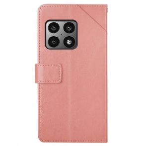 Folio-hoesje voor OnePlus 10 Pro Y-lijnen Leereffect