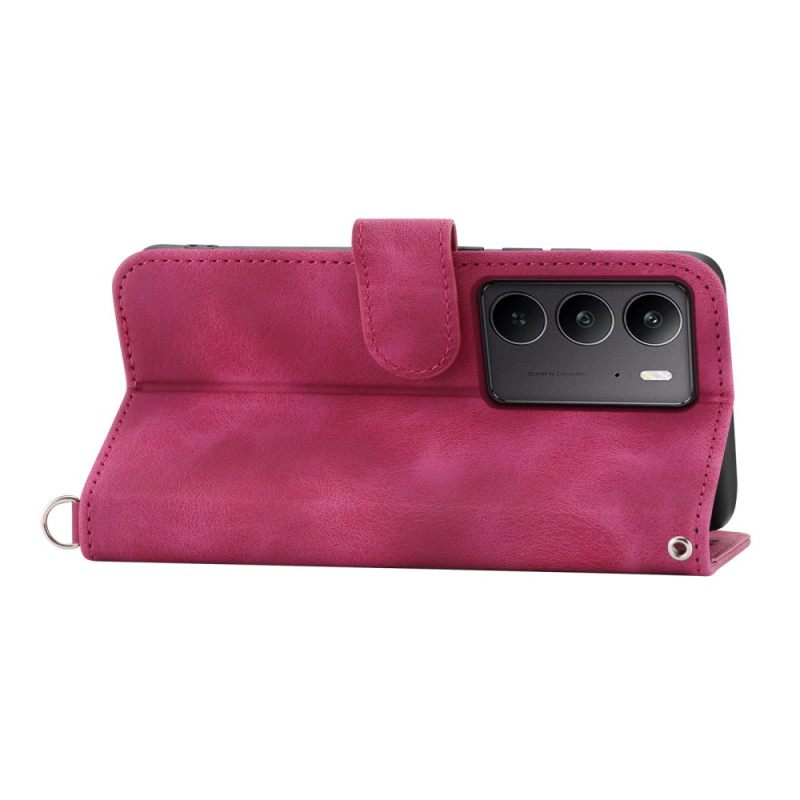 Bescherming Hoesje Realme C75 Suède Kant-effect Met Bandje En Schouderband