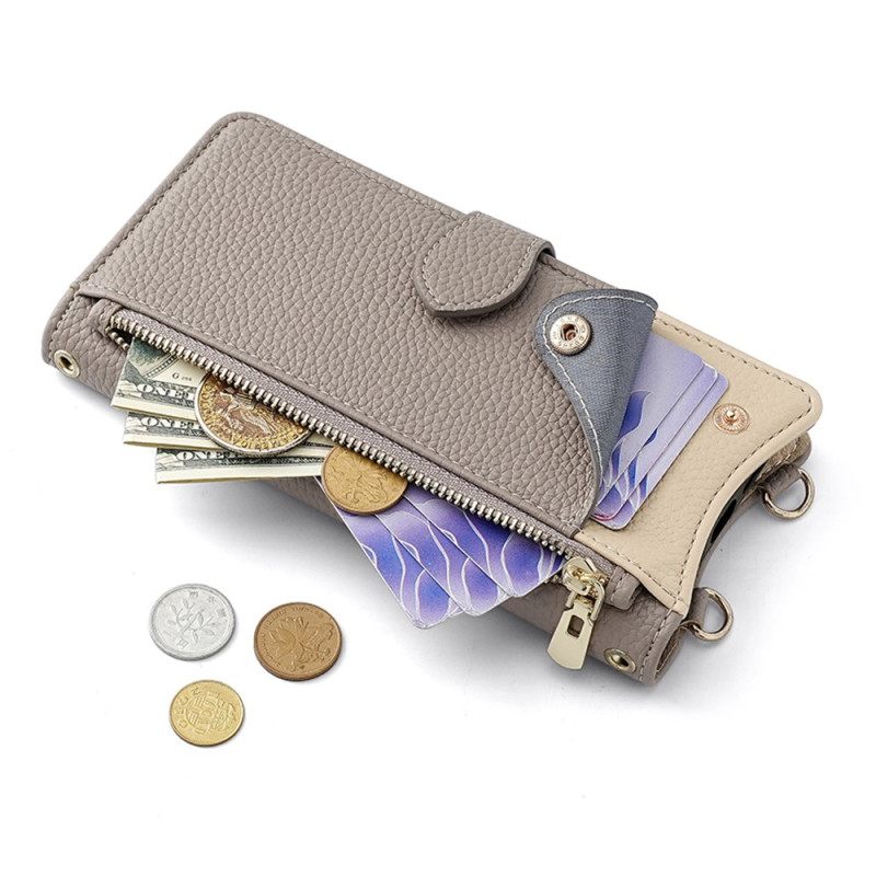 Bescherming Hoesje Realme C75 Tweekleurige Portemonnee Met Ketting