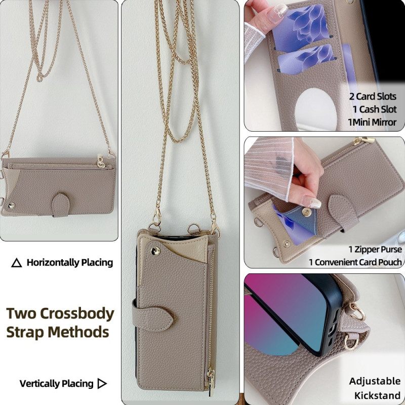 Bescherming Hoesje Realme C75 Tweekleurige Portemonnee Met Ketting