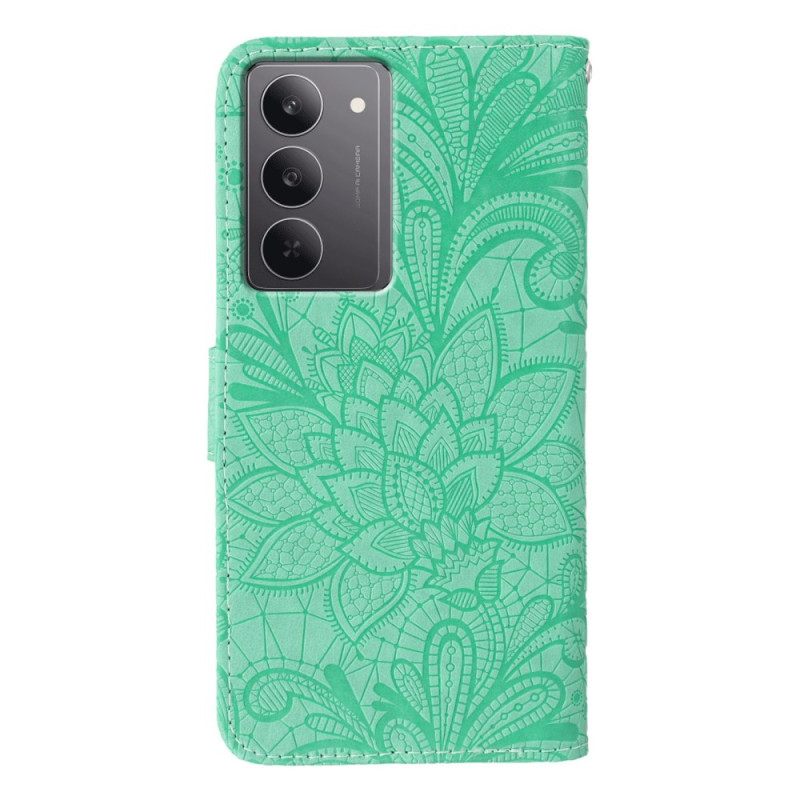 Flip Case Leren Realme C75 Bloemenkantpatroon