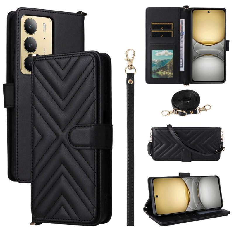 Flip Case Leren Realme C75 Premium Design Met Bandje En Schouderband