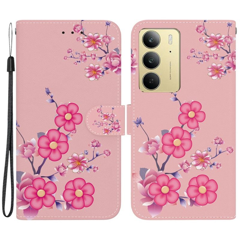 Flip Case Leren Realme C75 Sakura-patroon