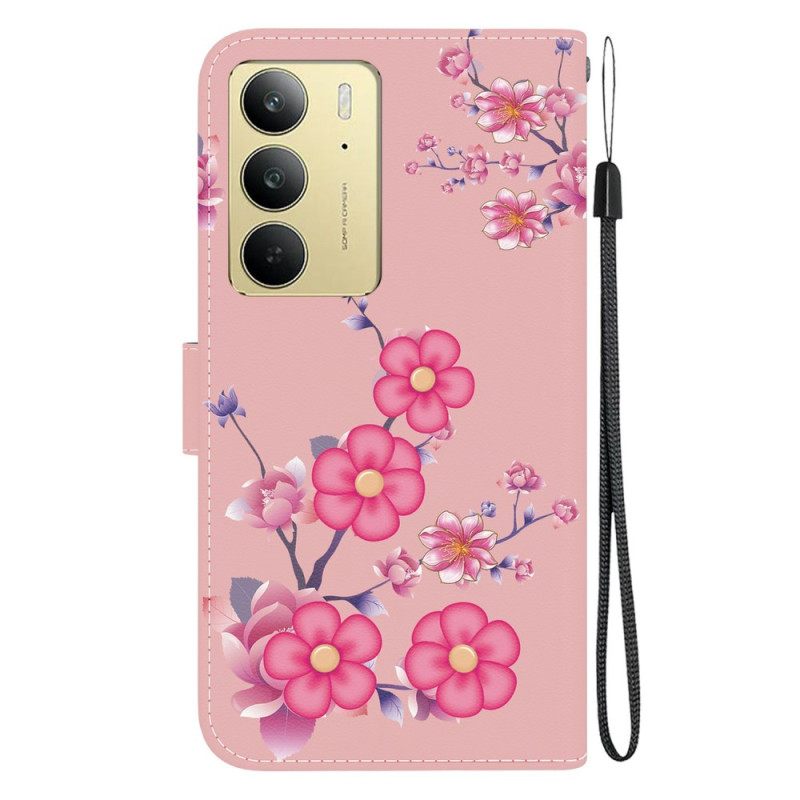 Flip Case Leren Realme C75 Sakura-patroon