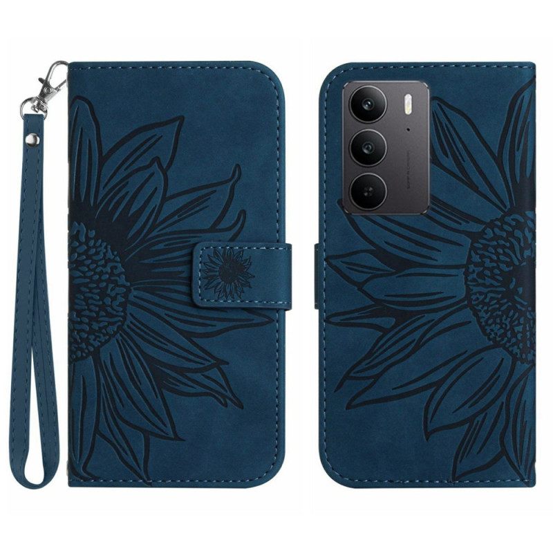 Folio-hoesje Realme C75 Telefoonhoesje Bandje Met Zonnebloemprint