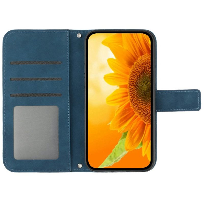 Leren Hoesje Realme C75 Crossbodytas Met Vlinderprint Bescherming Hoesje