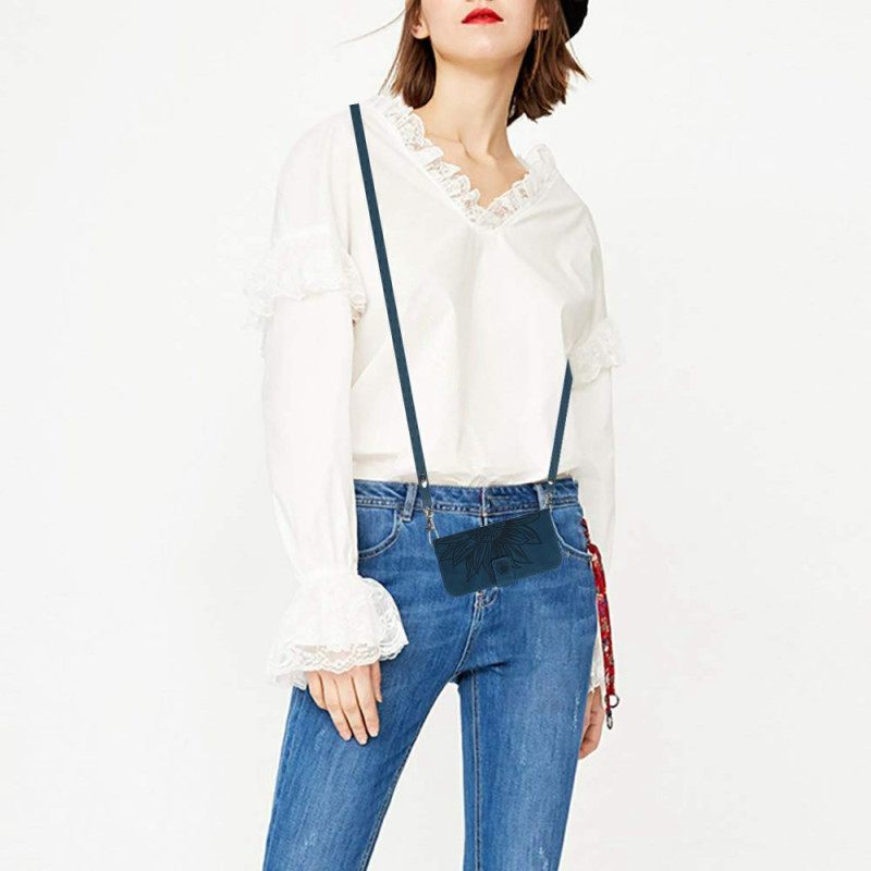 Leren Hoesje Realme C75 Crossbodytas Met Vlinderprint Bescherming Hoesje