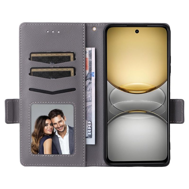 Leren Hoesje Realme C75 Lychee Kunstleer Met Bandje