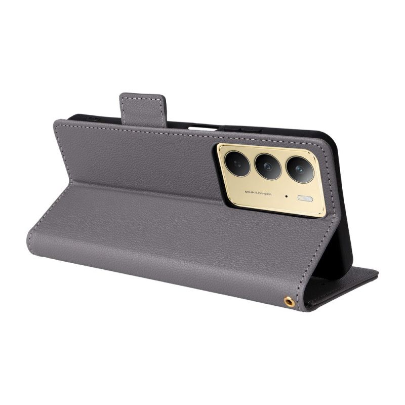 Leren Hoesje Realme C75 Lychee Kunstleer Met Bandje