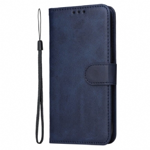 Leren Hoesje Voor Realme C75 Effen Met Bandje