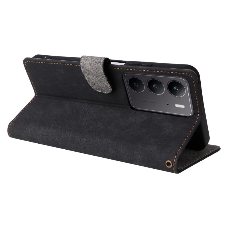 Leren Hoesje Voor Realme C75 Rfid-bescherming Suède-effect