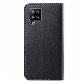 Folio-hoesje voor Samsung Galaxy A42 5G Driekleurige Stiksels Van Kunstleer