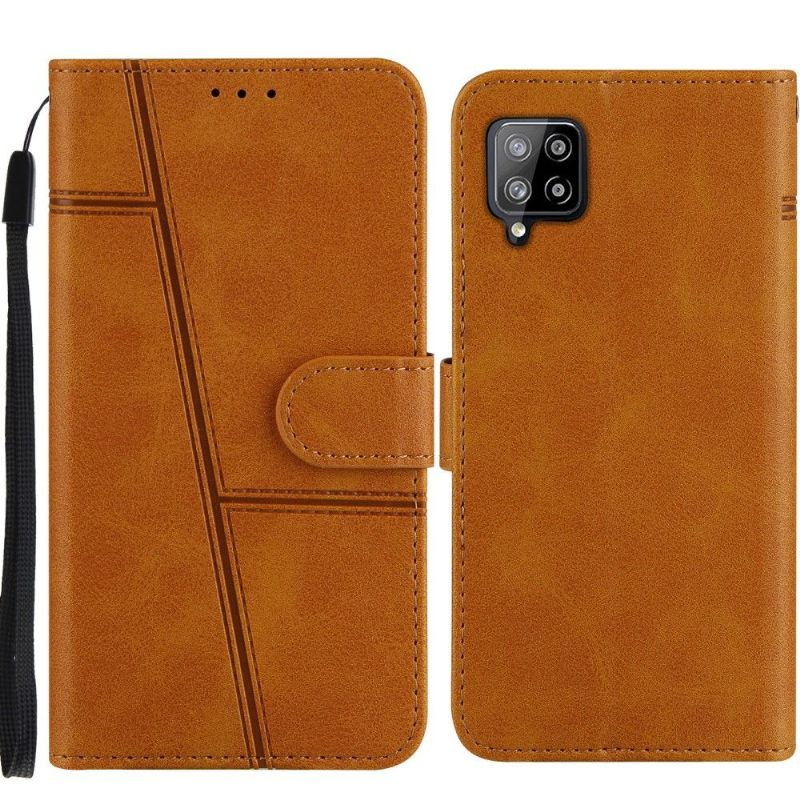 Folio-hoesje voor Samsung Galaxy A42 5G Lijnen Met Leereffect