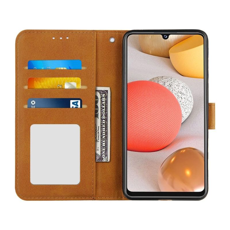 Folio-hoesje voor Samsung Galaxy A42 5G Lijnen Met Leereffect