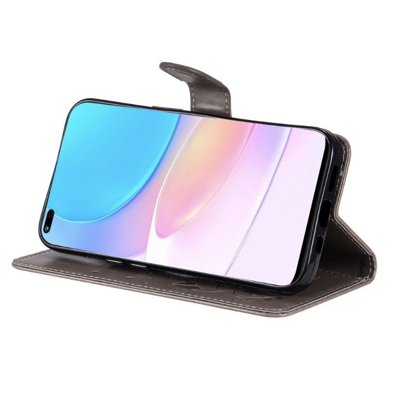 Leren Hoesje voor Huawei Nova 8i / Honor 50 Lite Bescherming Kattenillustratie