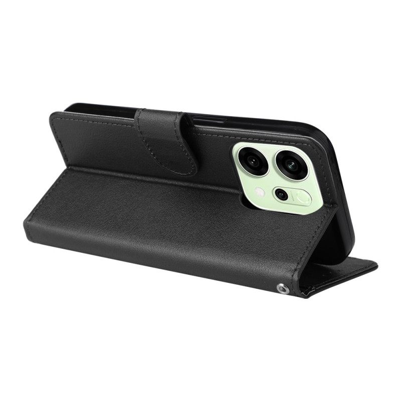 Bescherming Hoesje Oppo Reno 14 5g Effen Leerlook Met Bandje