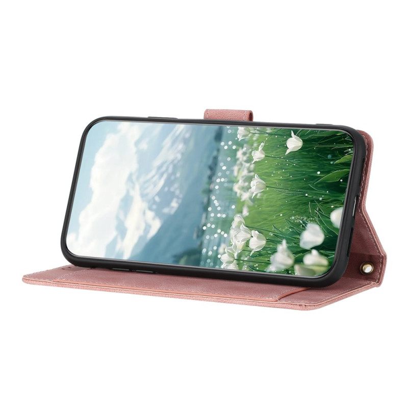 Flip Case Leren Oppo Reno 14 5g Suède-effect Met Bloemen