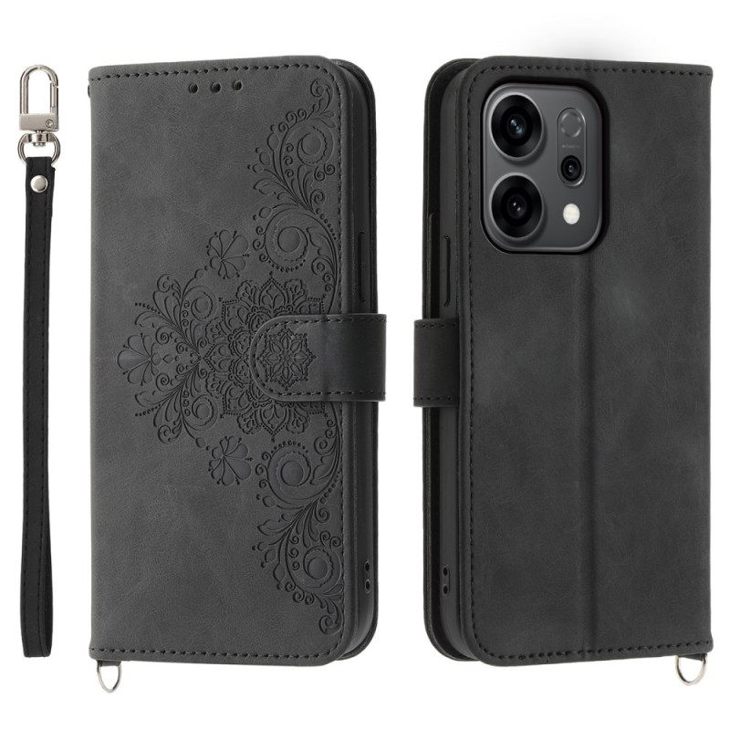 Folio-hoesje Oppo Reno 14 5g Bloemenpatroon En Bandjes