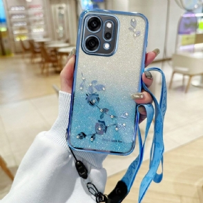 Hoesje Oppo Reno 14 5g Bloemen En Strass-steentjes Bescherming Hoesje