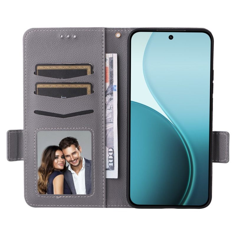Leren Hoesje Oppo Reno 14 5g Gestructureerd Met Bandje Bescherming Hoesje