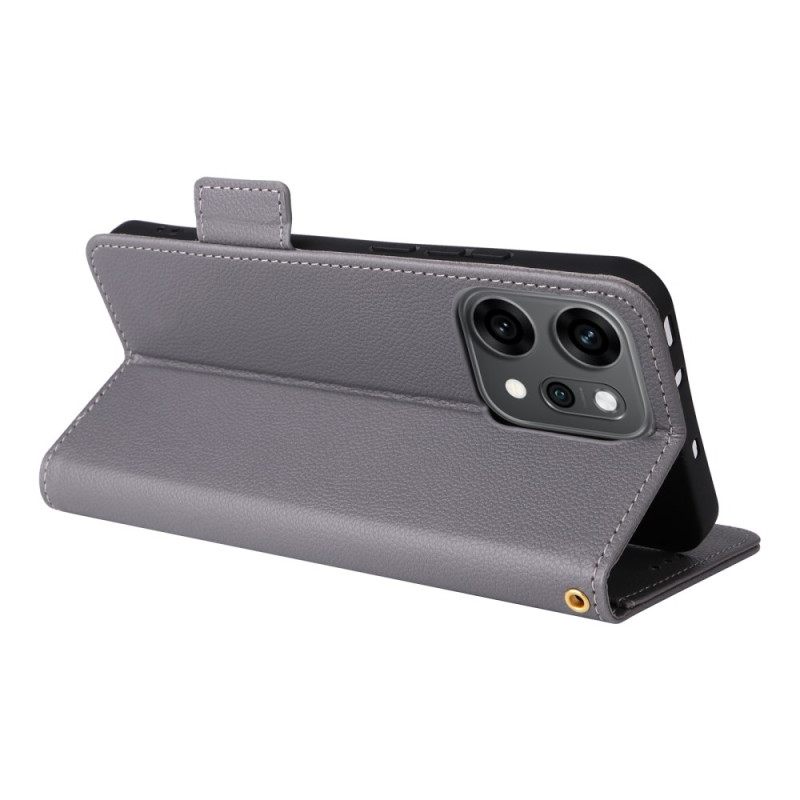 Leren Hoesje Oppo Reno 14 5g Gestructureerd Met Bandje Bescherming Hoesje