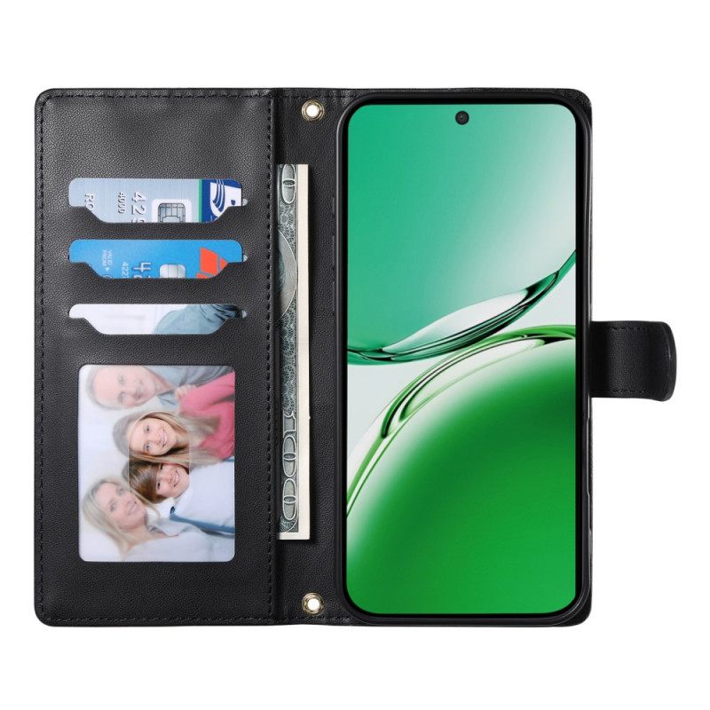 Leren Hoesje Oppo Reno 14 5g Gewatteerd Stijl Met Riem En Schouderriem Bescherming Hoesje