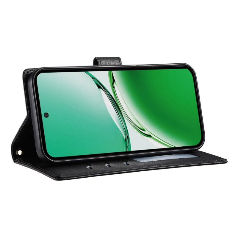 Leren Hoesje Oppo Reno 14 5g Gewatteerd Stijl Met Riem En Schouderriem Bescherming Hoesje