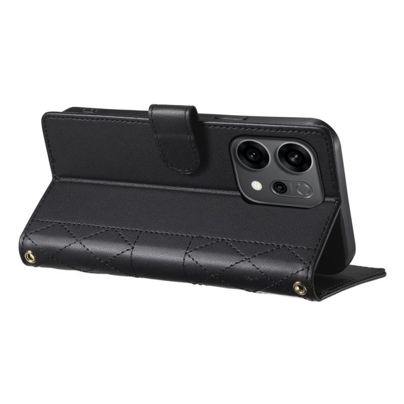 Leren Hoesje Oppo Reno 14 5g Gewatteerd Stijl Met Riem En Schouderriem Bescherming Hoesje