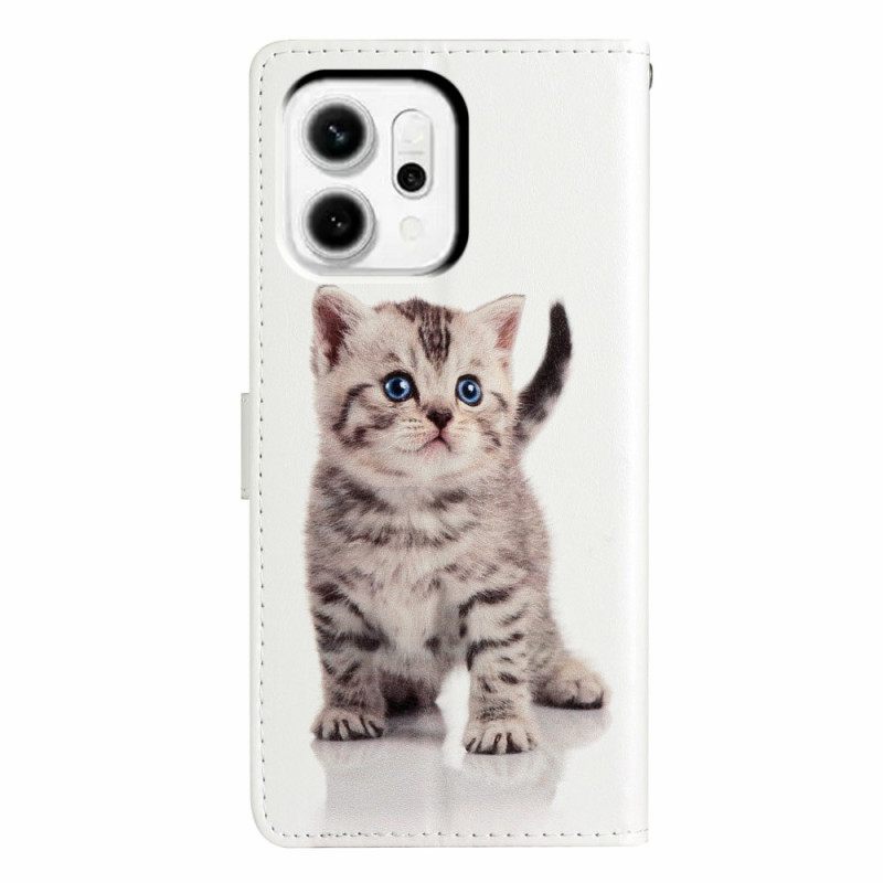 Leren Hoesje Oppo Reno 14 5g Schattige Kat Bescherming Hoesje