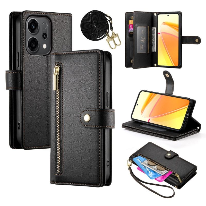 Leren Hoesje Oppo Reno 14 5g Zakje Met Rits En Riempjes