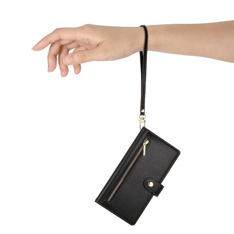 Leren Hoesje Oppo Reno 14 5g Zakje Met Rits En Riempjes