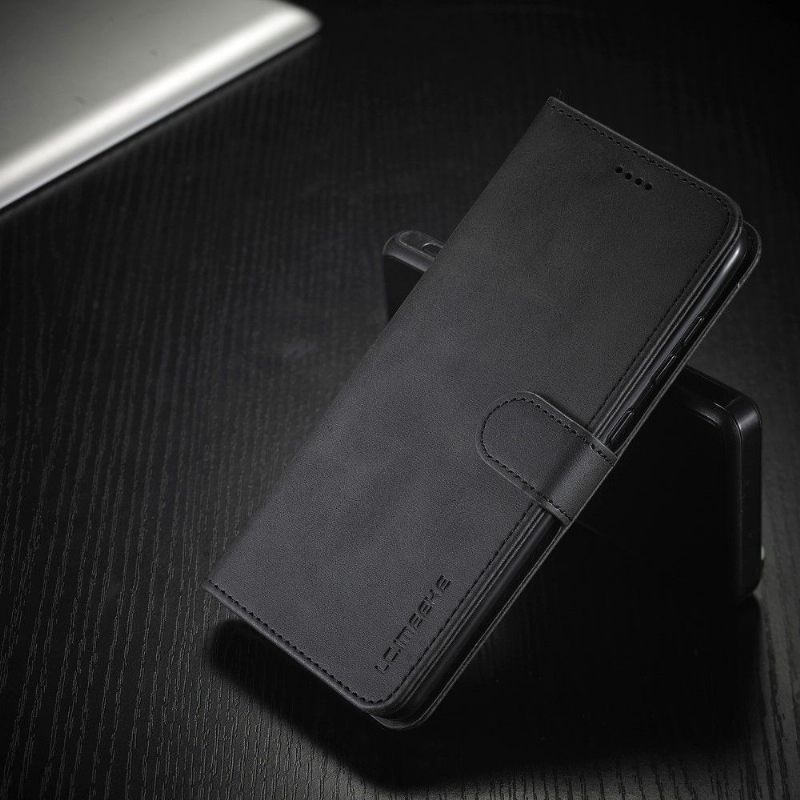 Cover voor Samsung Galaxy A21s Tommy Style Ledereffect - Zwart