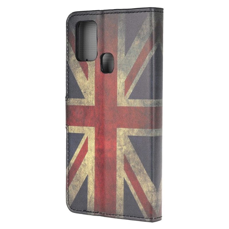 Folio-hoesje voor Samsung Galaxy A21s Anti-fall Vintage Engelse Vlag
