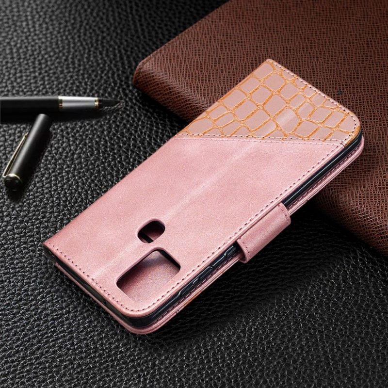 Folio-hoesje voor Samsung Galaxy A21s Croc Aspect Leereffect