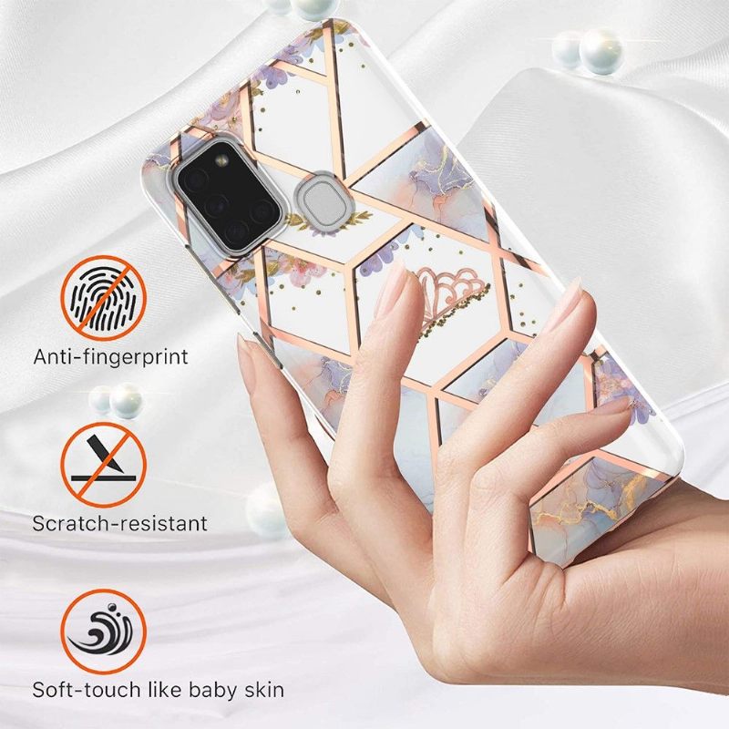 Hoesje voor Samsung Galaxy A21s Marmer En Kroon