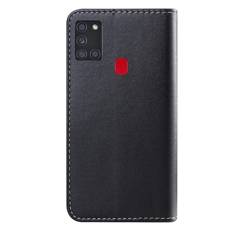 Leren Hoesje voor Samsung Galaxy A21s Driekleurige Naden