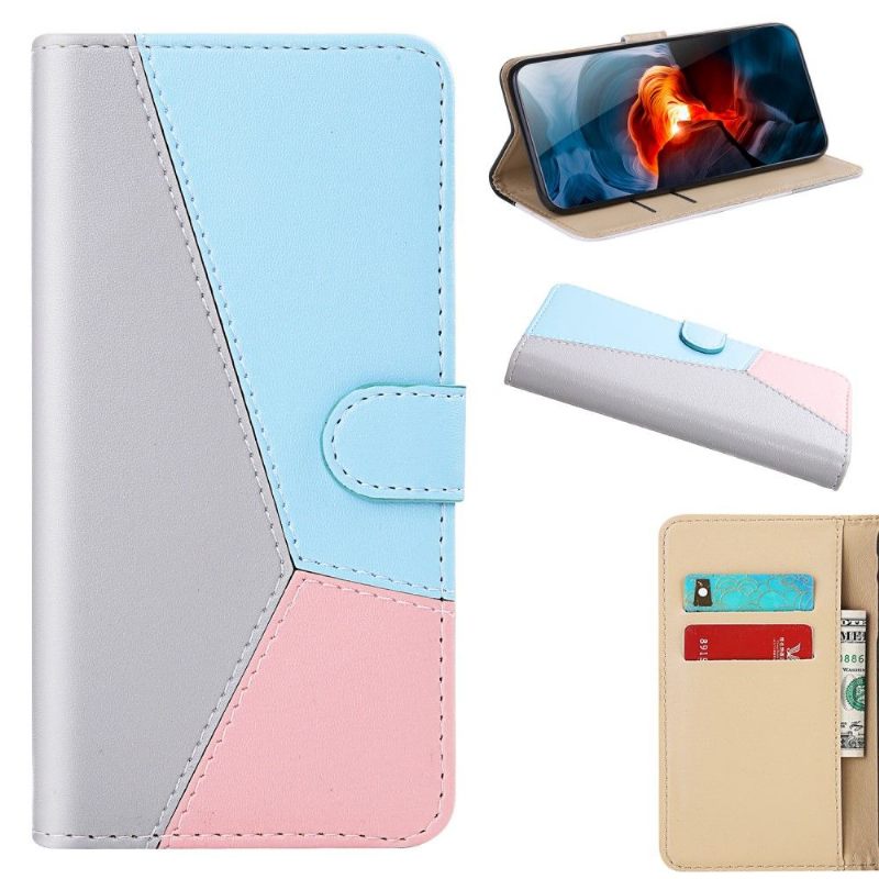 Leren Hoesje voor Samsung Galaxy A21s Driekleurige Naden