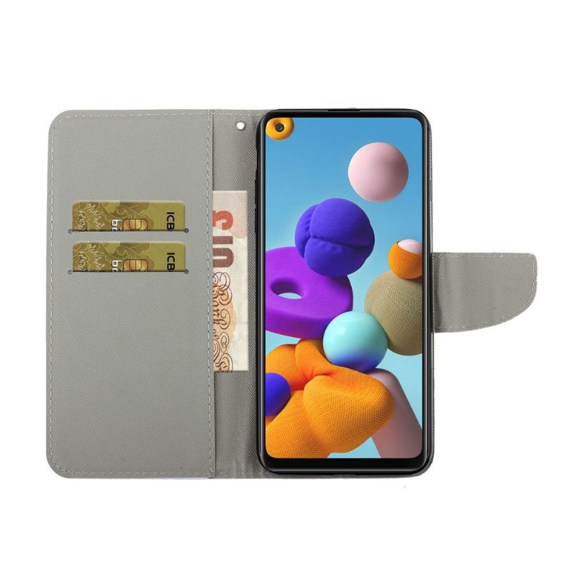 Leren Hoesje voor Samsung Galaxy A21s Raak Mij En Kat Niet Aan