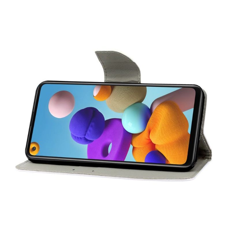 Leren Hoesje voor Samsung Galaxy A21s Raak Mij En Kat Niet Aan