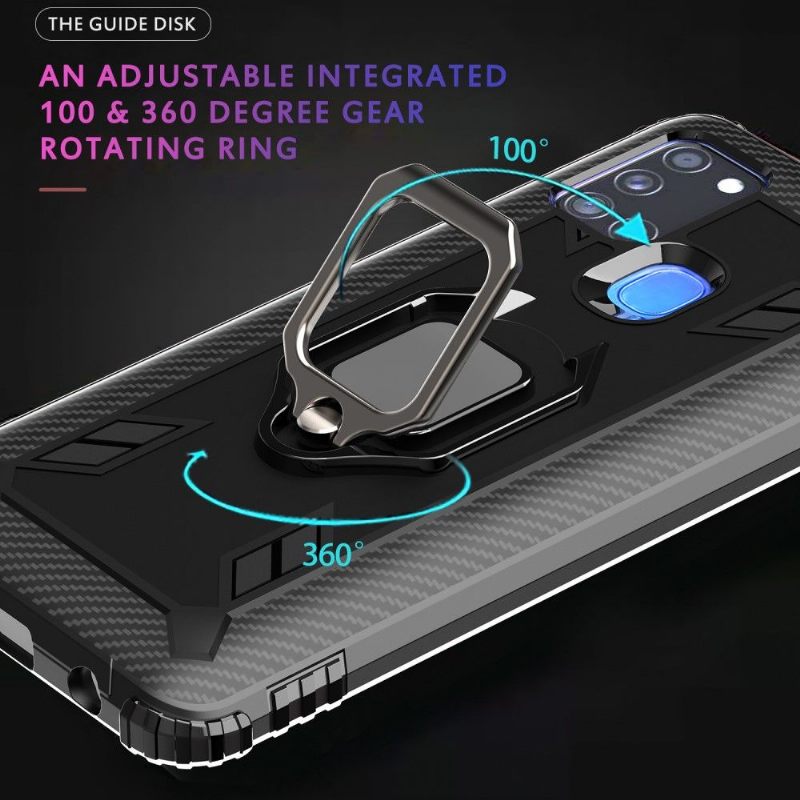 Telefoonhoesje voor Samsung Galaxy A21s Bescherming Carbon Look Met Steunring