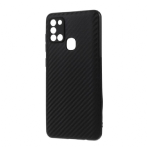 Telefoonhoesje voor Samsung Galaxy A21s Bescherming Koolstofvezel-look