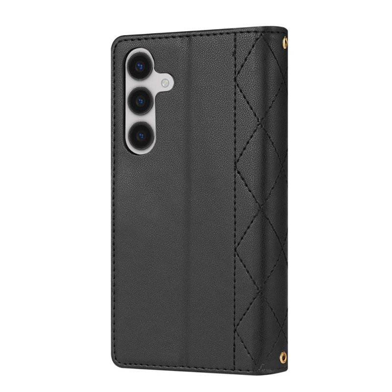 Flip Case Leren Samsung Galaxy S26 Gewatteerd Met Verstelbare Schouderband