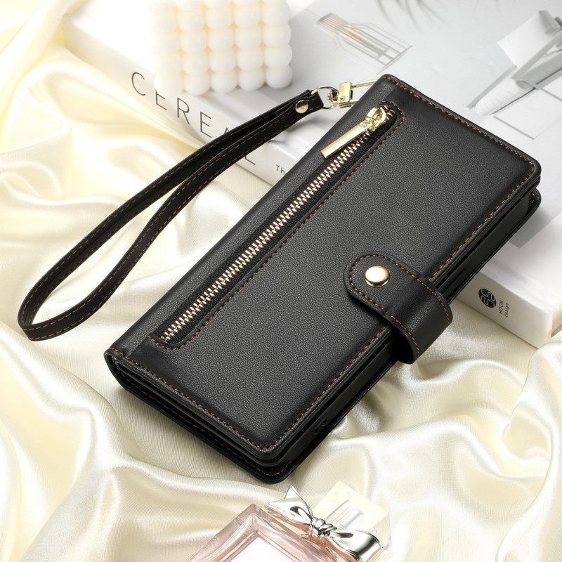 Flip Case Leren Samsung Galaxy S26 Vak Met Rits En Schouderbanden