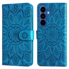 Flip Case Leren Samsung Galaxy S26 Zonnebloempatroon