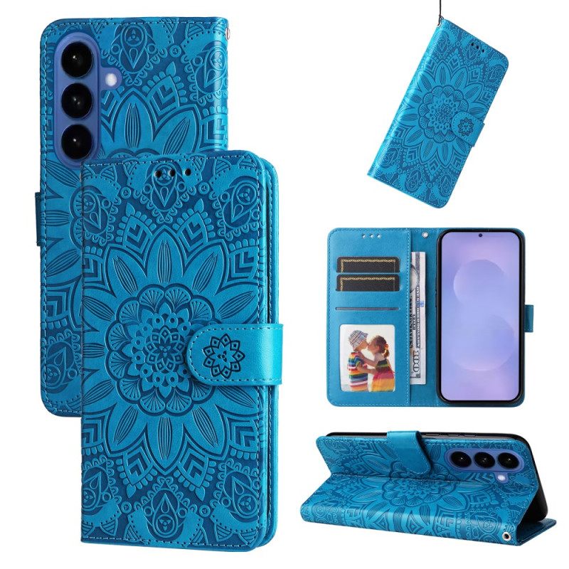 Flip Case Leren Samsung Galaxy S26 Zonnebloempatroon