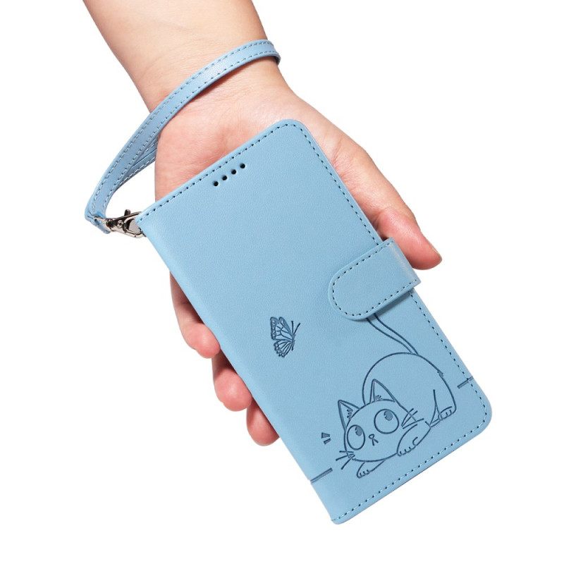 Folio-hoesje Samsung Galaxy S26 Kattenpootafdruk Met Bandje